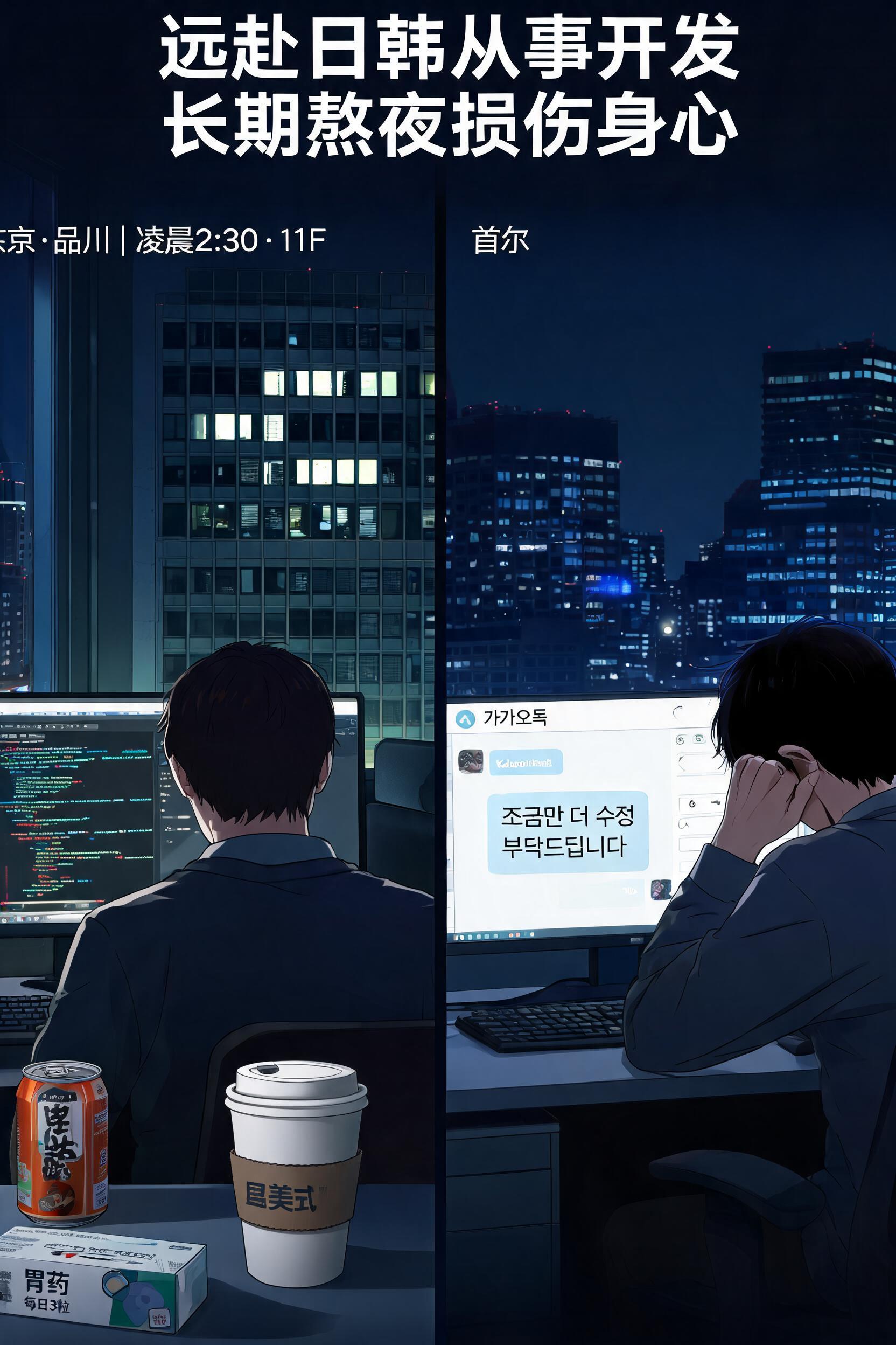 远赴日韩从事开发长期熬夜损伤身心